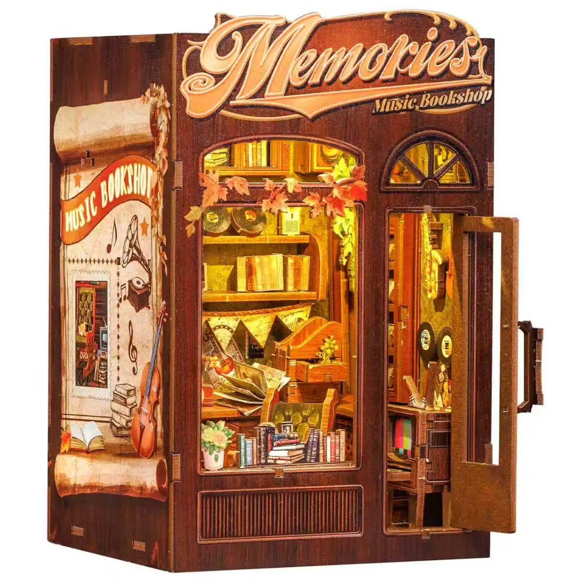 Top Gift DIY Book Nook 3D Wooden Puzzle Miniature House DIY Craft Kit Assembled Wooden Toy