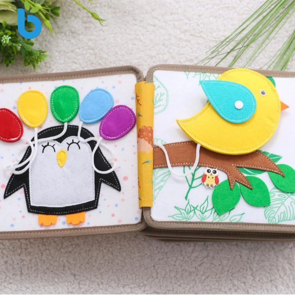 Travel Montessori Educational Felt Busy Board Sensory Toy Washable Cloth for Children 2-3