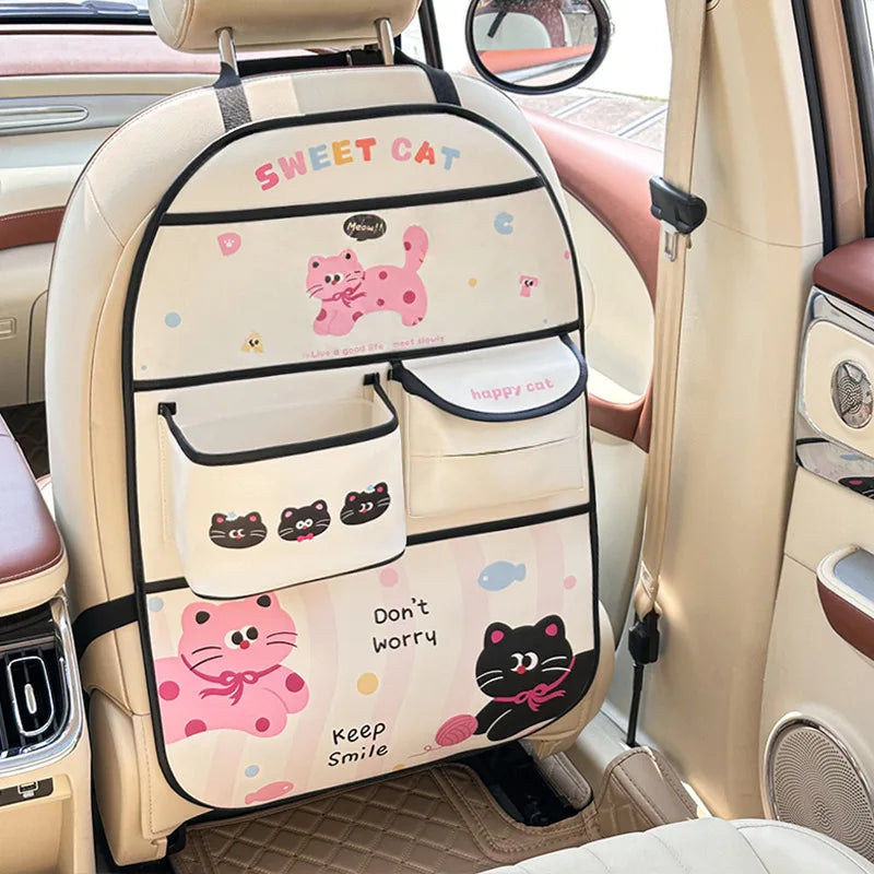 Custom Leather Cartoon Customizable Car Backseat Storage Bag Organizer New Creative Trash