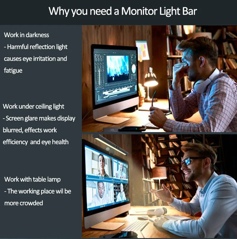 USB Powered Touch Control LED Screen Bar Light Computer Monitor Light Bar for Home Office