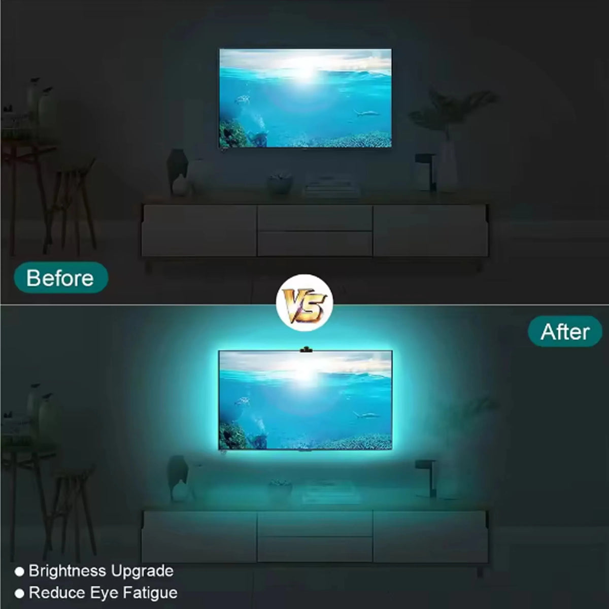 5V TV Sync Backlight, USB Plug-and-Play Self-Adhesive LED Strip, Flicker-Free Eye-Caring