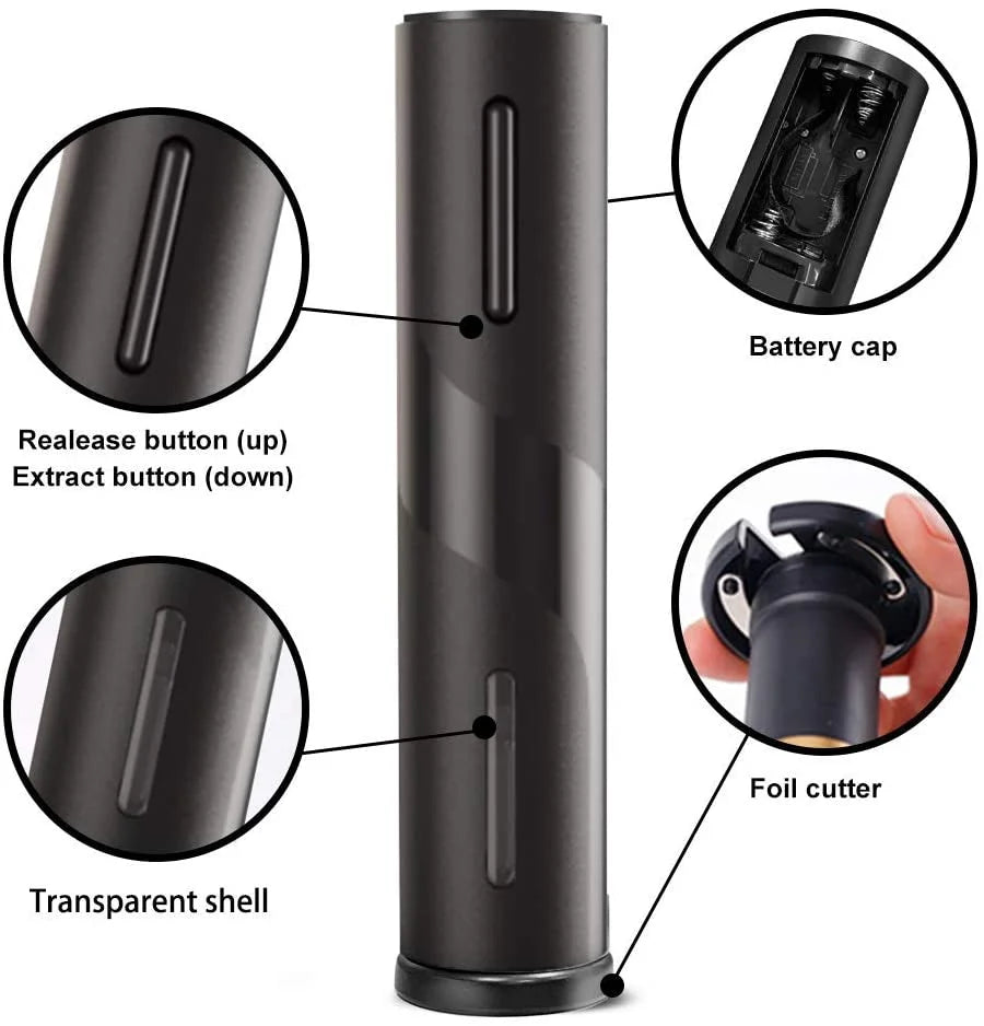 Battery-Operated Automatic Wine Opener Stainless Steel Wine Opener with One-Click Button