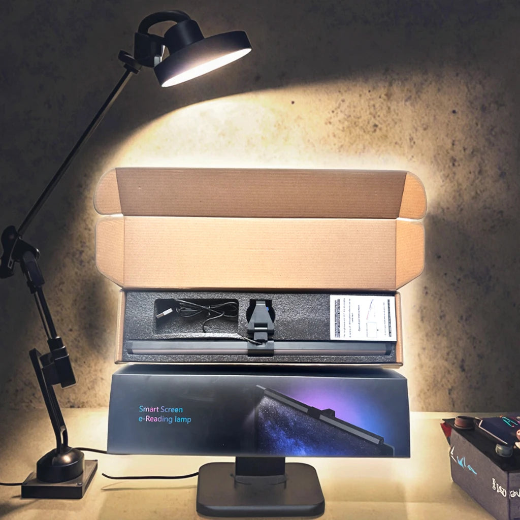 Modern RGB Backlit Dual Light LED Monitor Light Bar Eye-Care Aluminum Computer Desk Touch