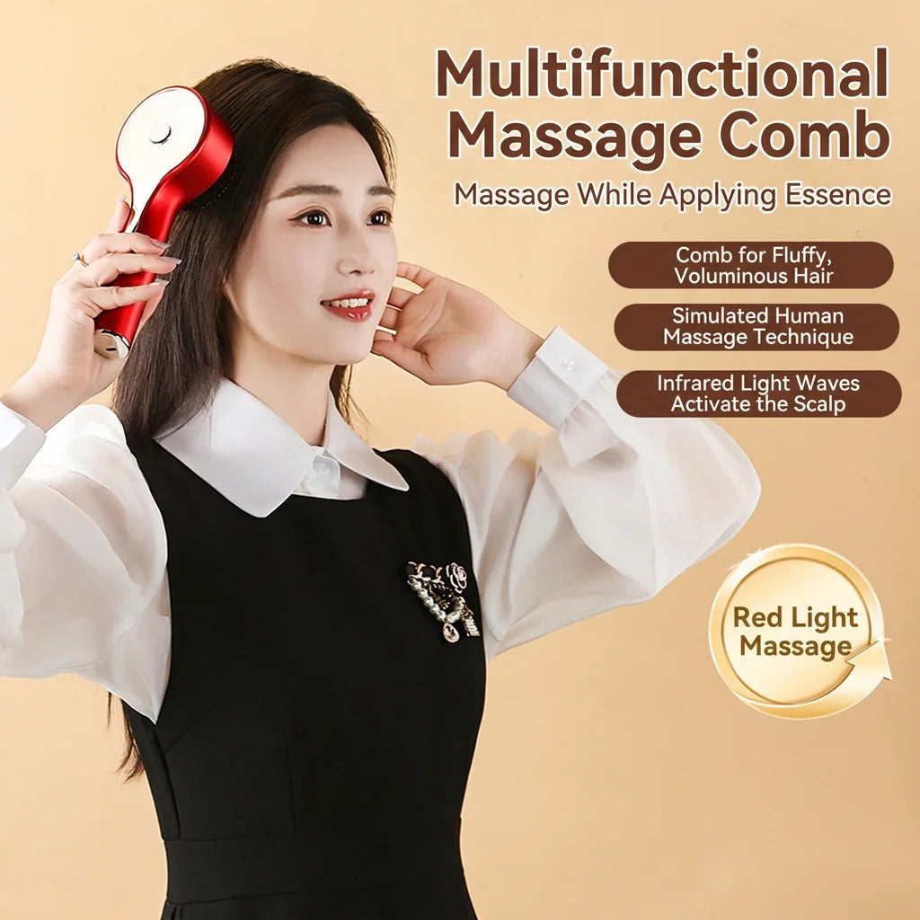 Electric Scalp Massager Brush with Red Light, Hair Care Massage Comb