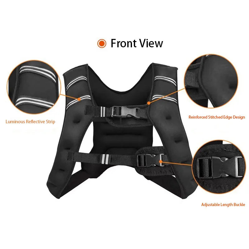 Adjustable Reflective Stripe Weighted Vest Breathable Workout Vest for Running Gym