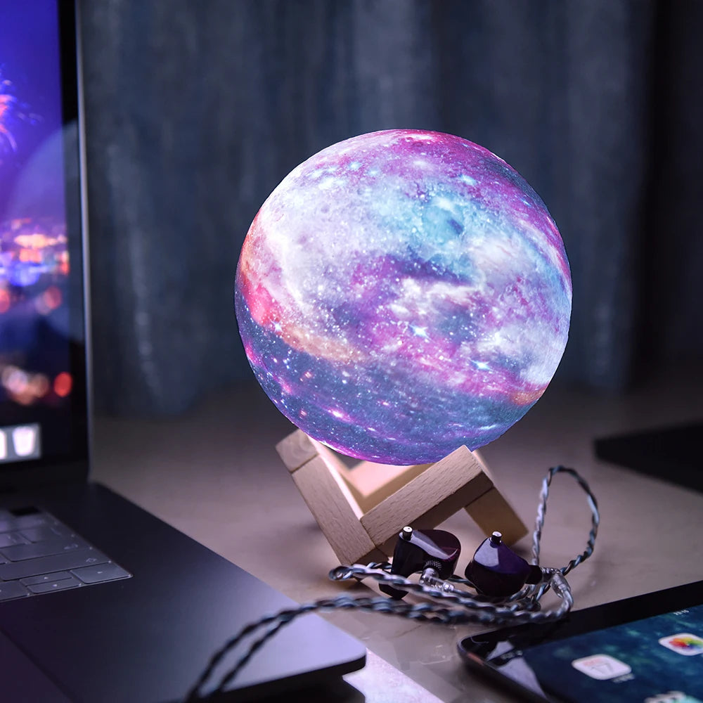 3D Moon Night Light Lamp Star Lamp 3D Lunar Night Light Remote Control 16 Colors Moon