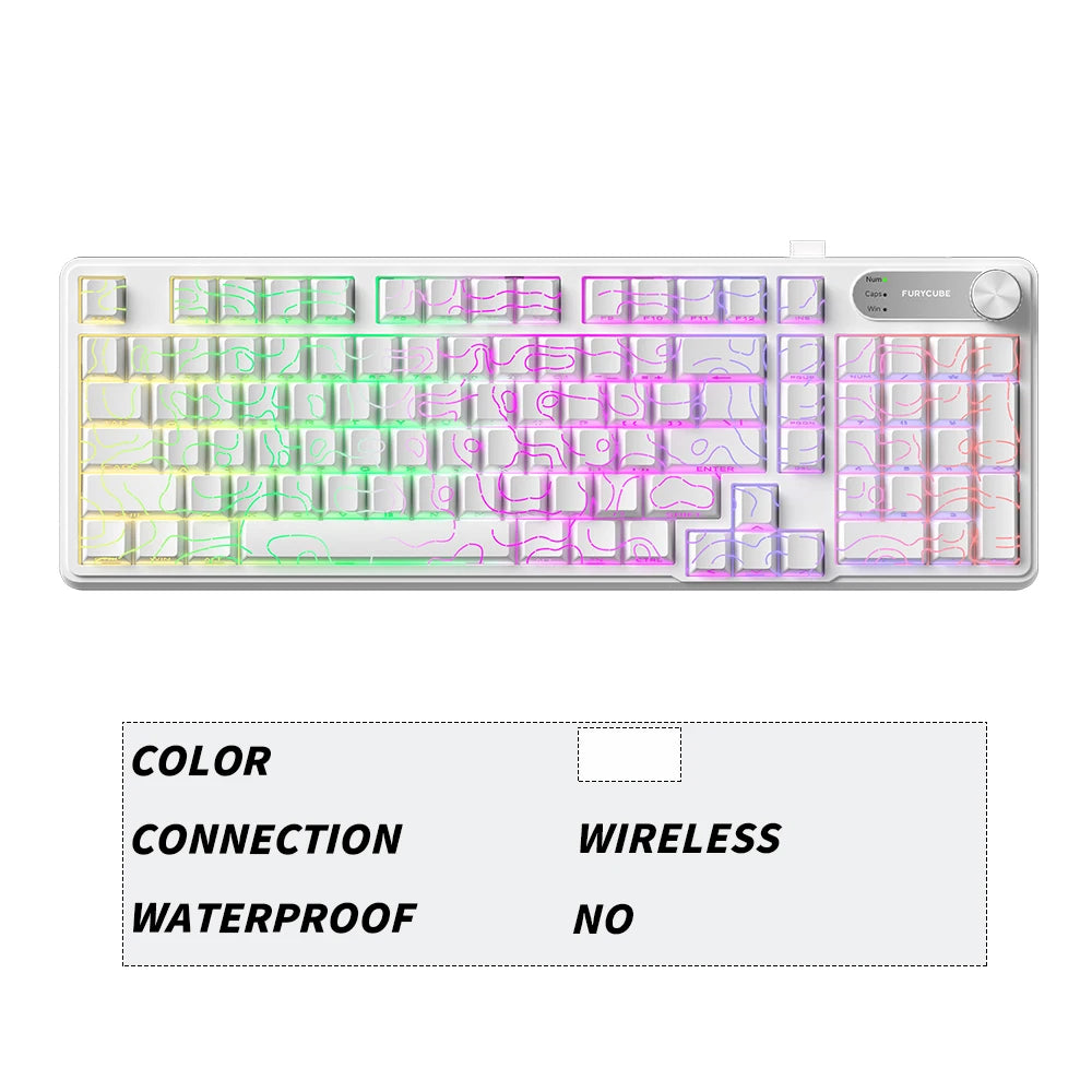 98 Keys Detachable Wired/Wireless Membrane Mechanical Feel Keyboard RGB with PBT Side-Lit