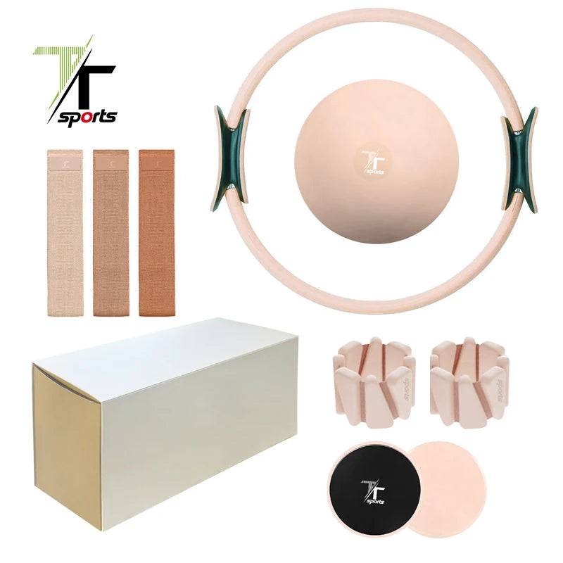 TTSports Portable Silicone Pilates Set Accessories Gym Stretch Band Fabric Resistance