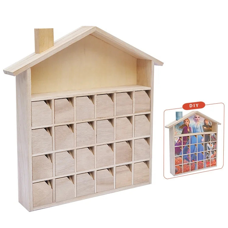 Custom Unfinished Wooden Christmas Advent Calendar Box DIY Handmade Gifts for Kids