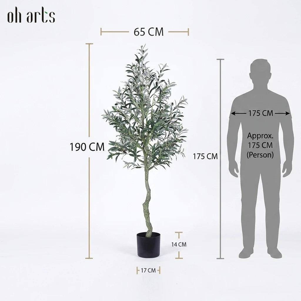 Oh Arts Multi-Sized Artificial Olive Tree UV Resistant Silk Leaves Faux Olive Plant