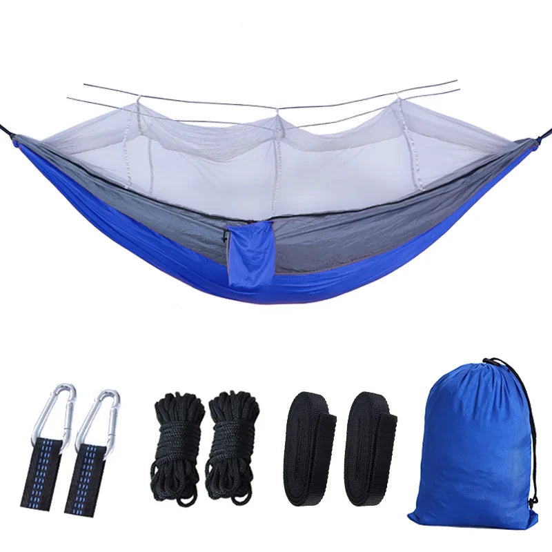 Outdoor Single Person Lightweight Foldable Hammock Mosquito Net Nylon Material 200kg