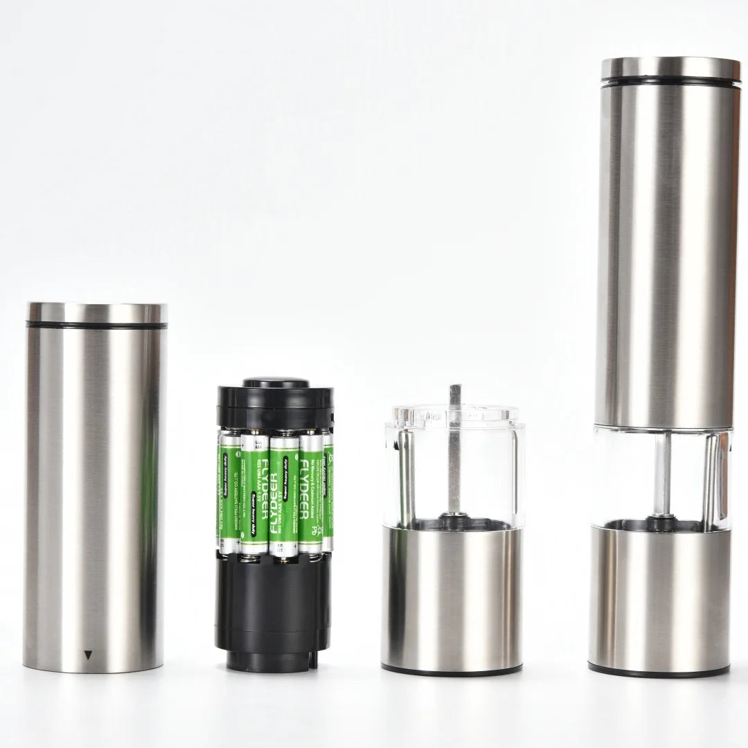 Electric Stainless Steel Salt & Pepper Mill Grinder with LED Light Eco-Friendly Automatic
