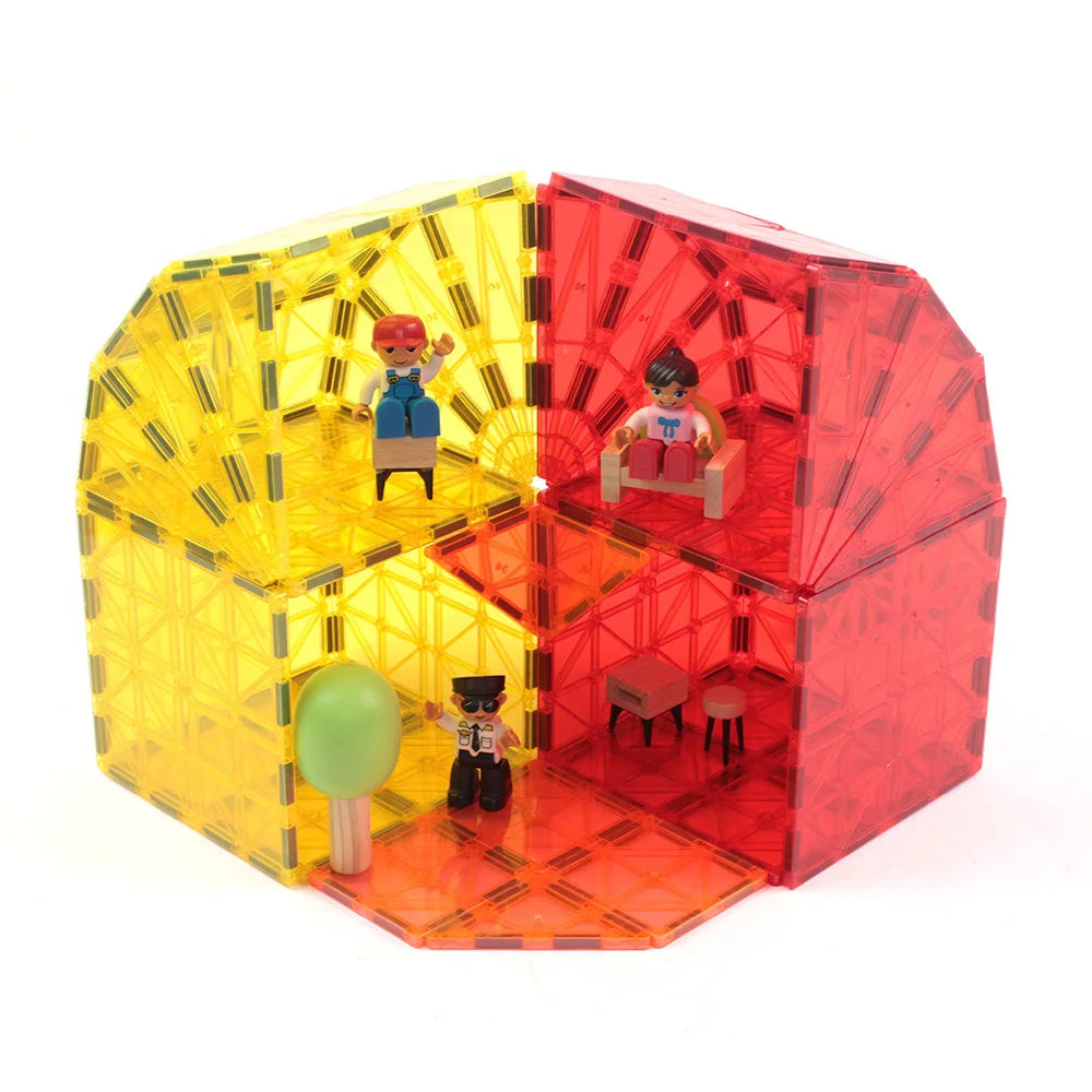 LonBohoo 108pcs Magnetic Building Tiles Customized Magnetic Building Block Tiles for Kids
