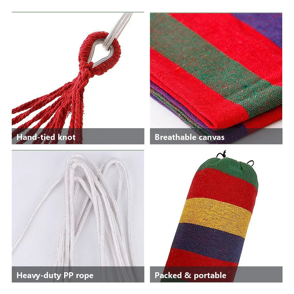 Canvas Camping Hammock 190 & 200 Cm Long, 80, 100, 150 Cm Wide, Anti-Rollover 150 Kg No