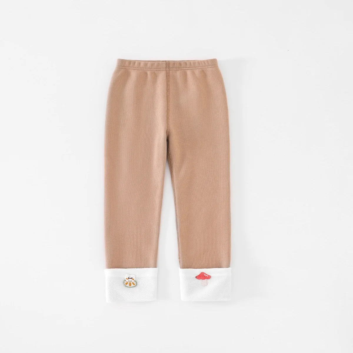 Stylish Cute Girls' Autumn/Winter Fleece-Lined Elastic Waist Leggings & Solid Color Kids'