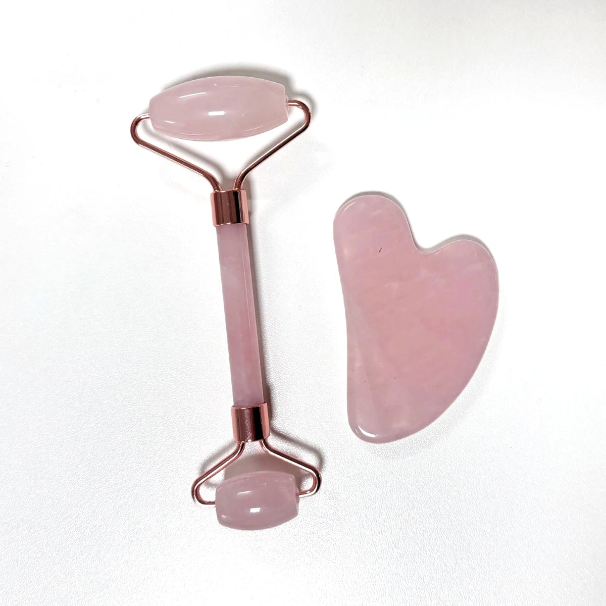 Rose Quartz Jade Massage Roller & Gua Sha Board Set with Box