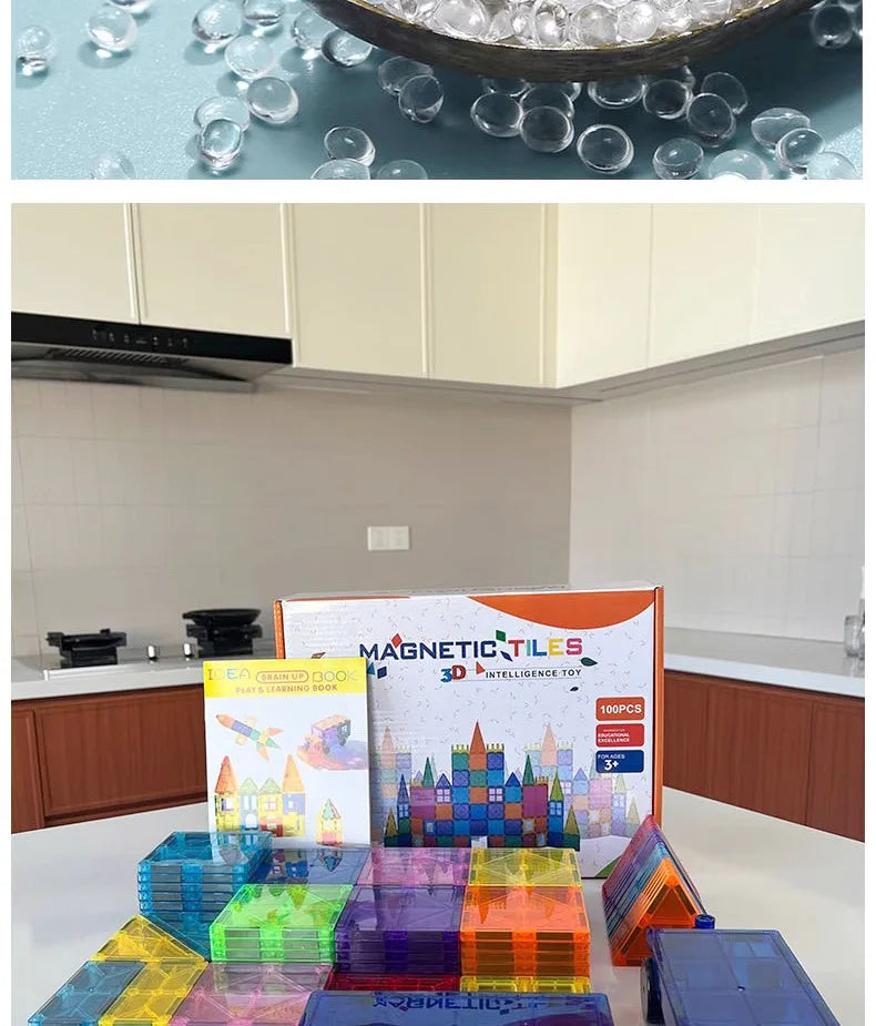 Large Colorful Window Magnetic Tiles Strong Magnetic Building Blocks Children'S