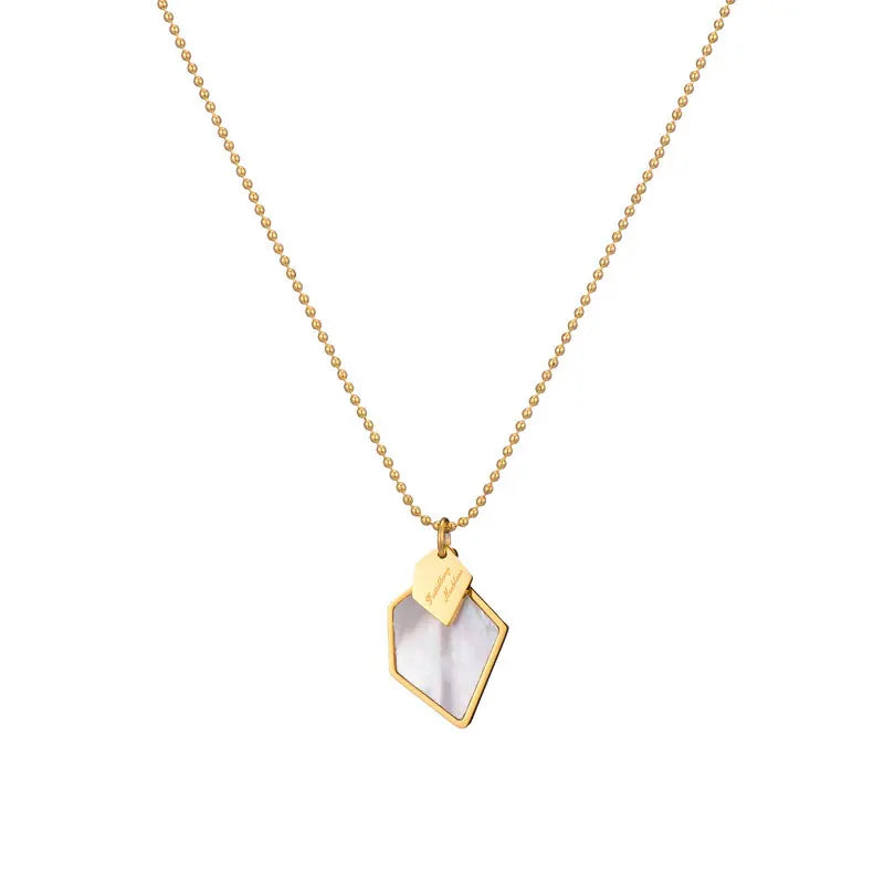 Non Tarnish Waterproof Mother of Pearl 18K PVD Gold Plated Stainless Steel Geometric