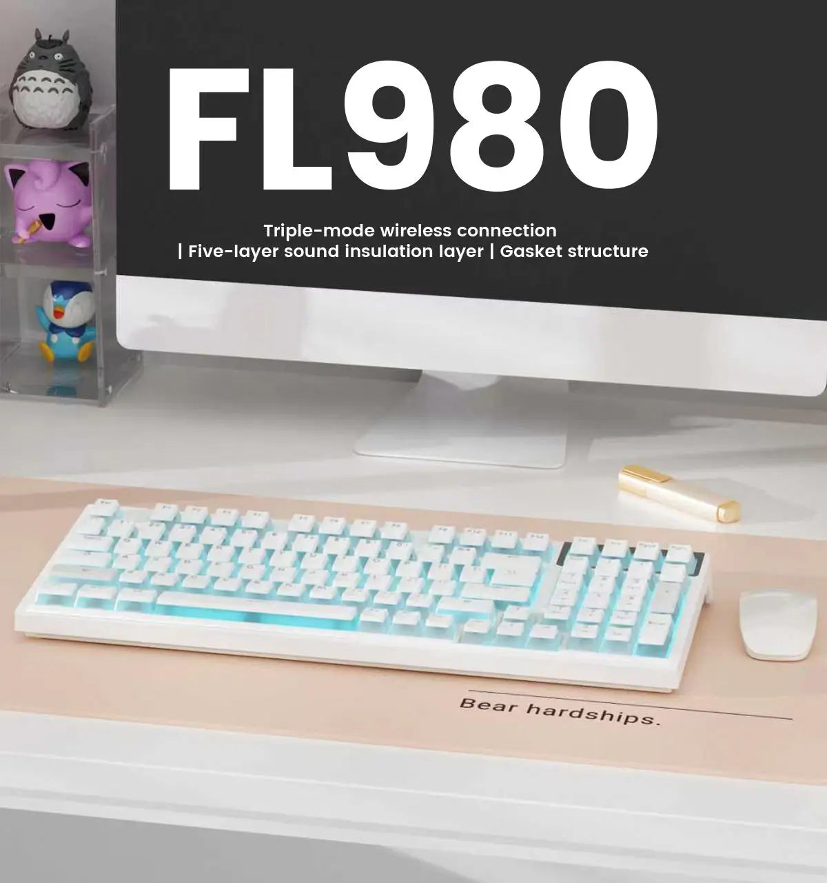 FL980 98Key Gasket Mechanical Keyboard Triple Mode Wireless Wired RGB Hot Swappable