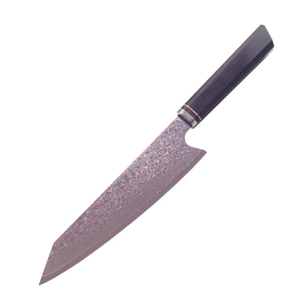 8.5 Inch Kiritsuke Knife With Damascus Steel Blade And Solidified Wood Handle Japanese