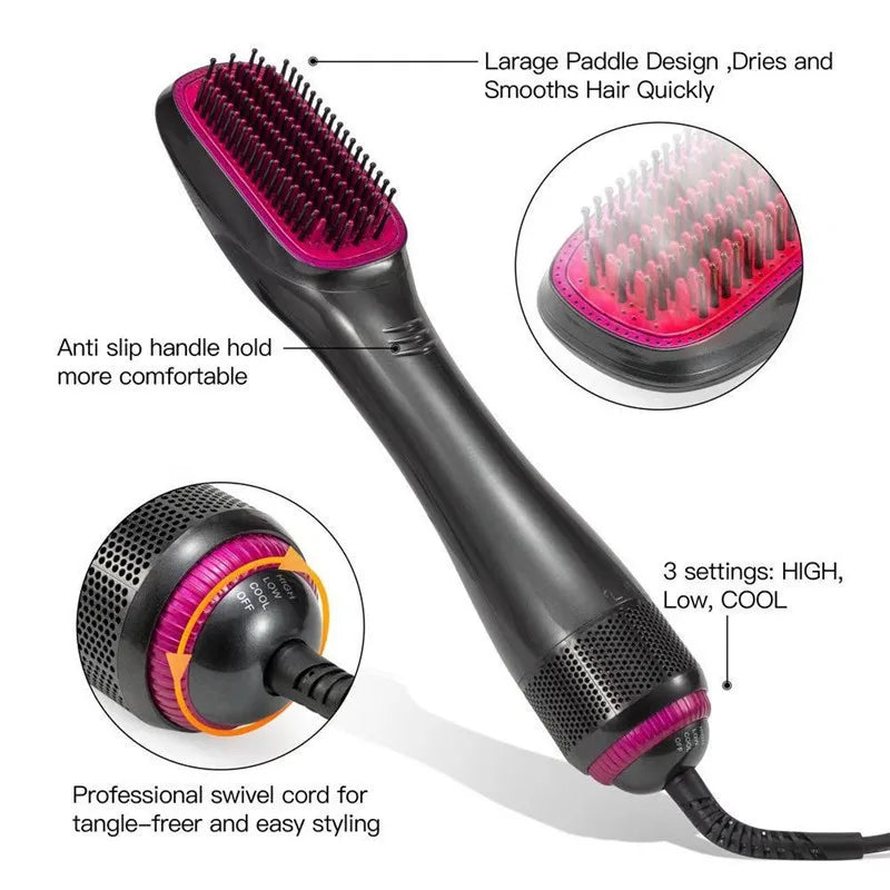 Professional Ionic Hot Air Brush 2-in-1 Hair Dryer Straightener Styler for Middle East