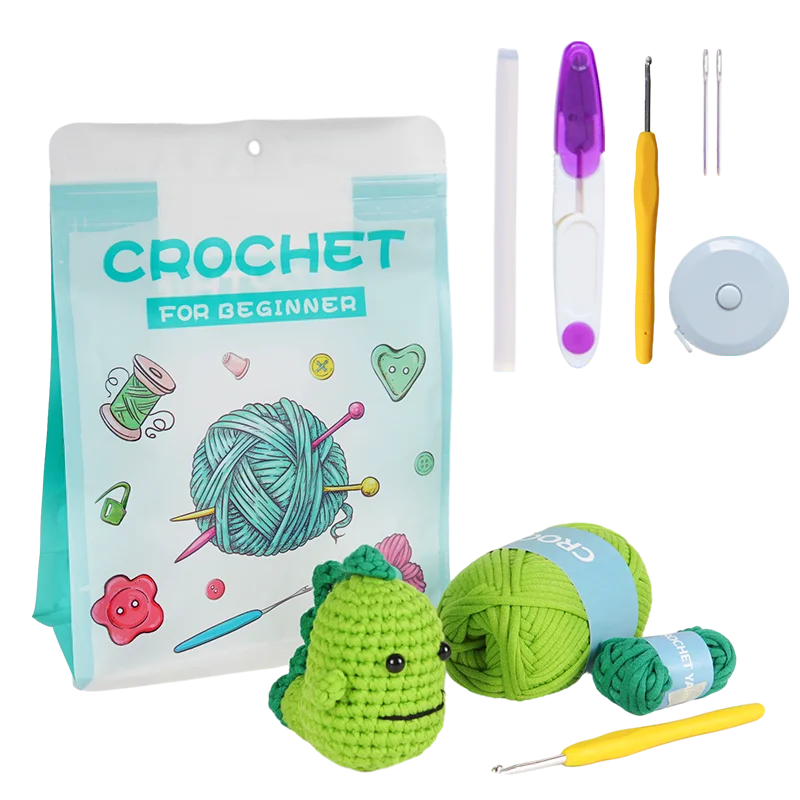 Dinosaur Crochet Kit for Beginners with Step-by-Step Video Guide