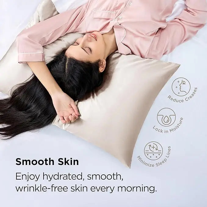 Modern Embroidery Satin Silky Smooth Cooling Pillowcase with Hypoallergenic 100% Satin