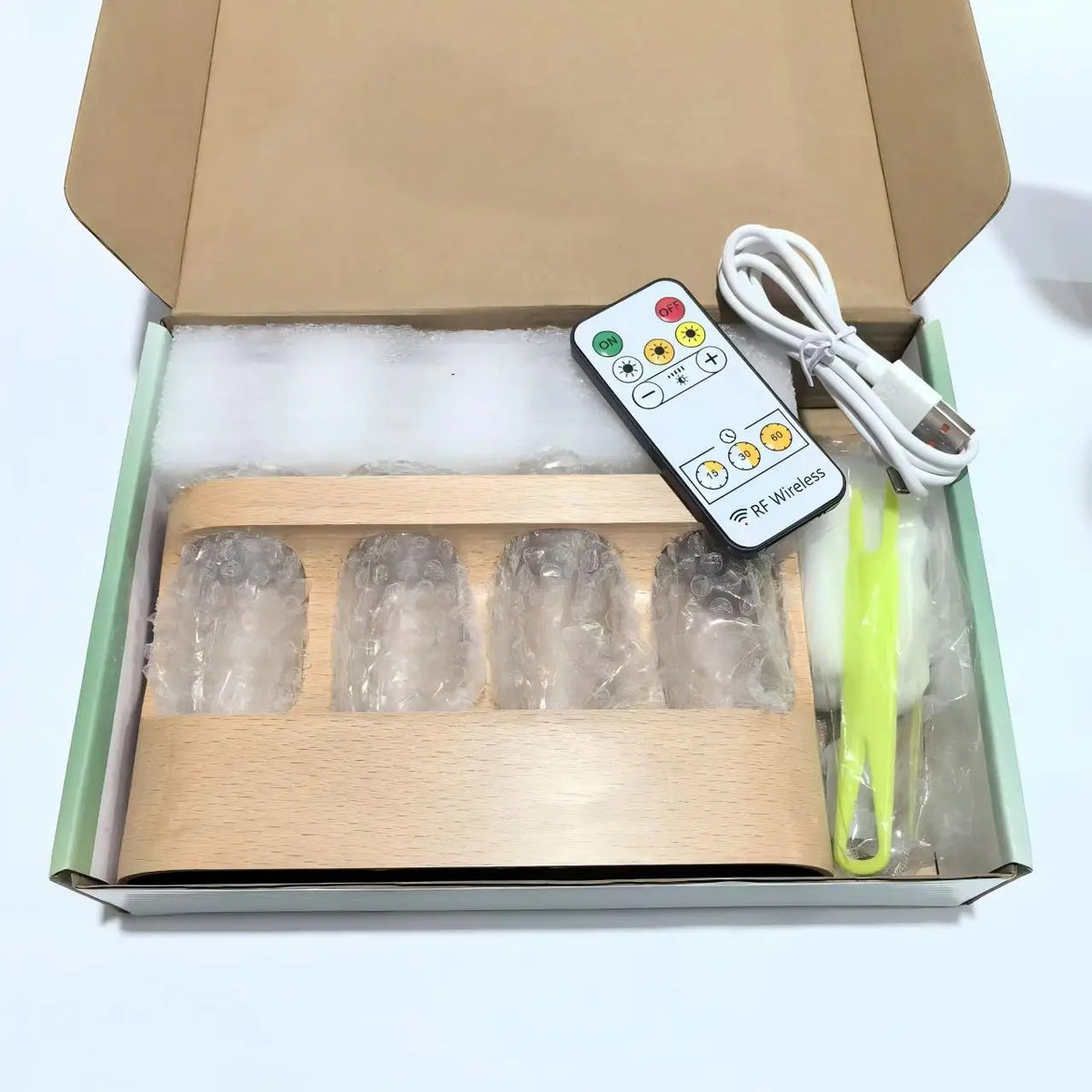 Wooden Plant Propagation Station with LED Grow Light 4 Glass Test Tubes Hydroponic Vase