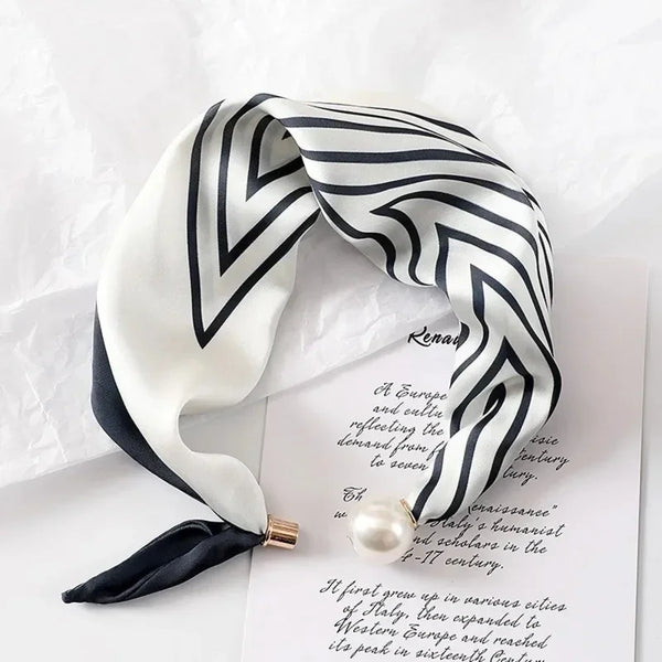 New Square Fashion Customizable Pearl Buckle Silk Scarf Printed Thin Soft Lightweight