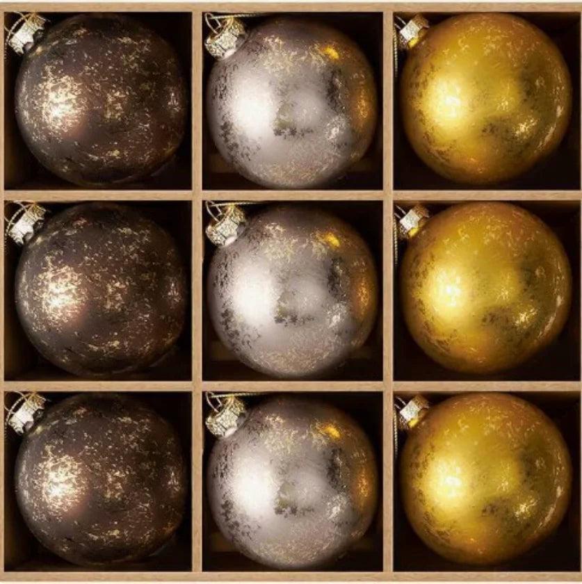 12-Piece Plastic Electroplated Luxury Christmas Ball Set 8cm/6cm Santa Red Gold Green