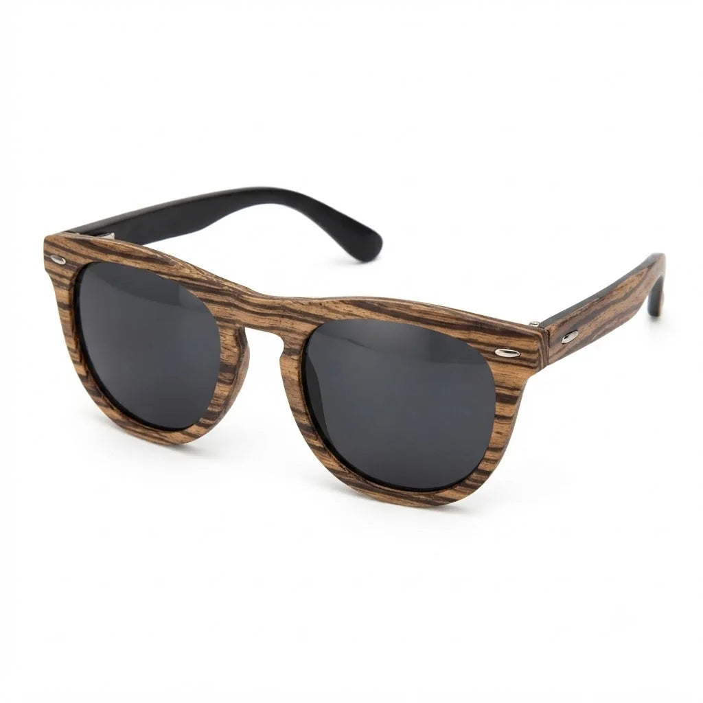 Polarized Zebra Wood Sunglasses Unisex Eco-Friendly Handmade Luxury Modern Design Acrylic