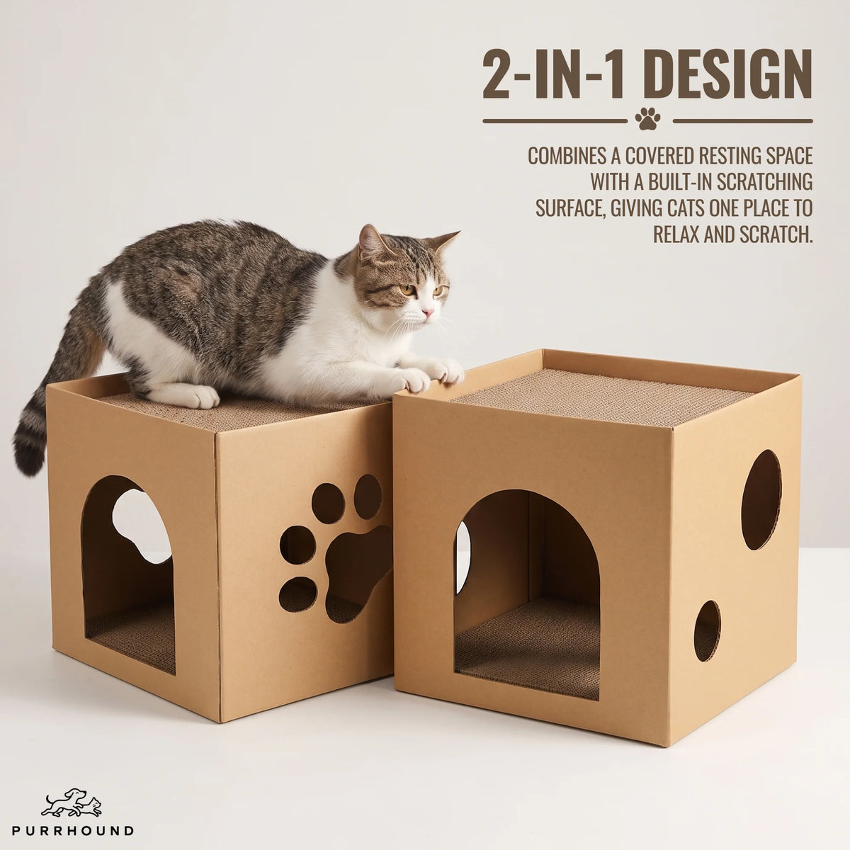 2-in-1 Cardboard Cat Scratcher House