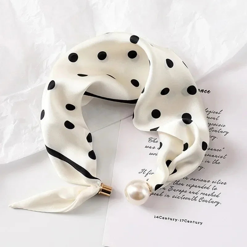 New Square Fashion Customizable Pearl Buckle Silk Scarf Printed Thin Soft Lightweight
