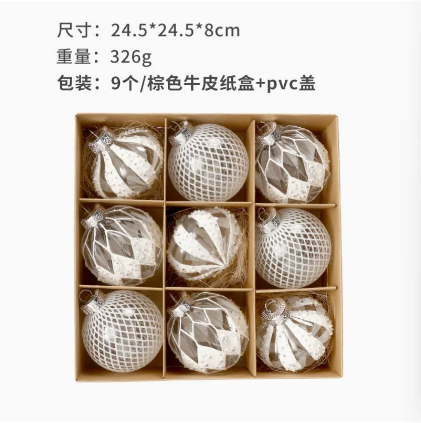 12-Piece Plastic Electroplated Luxury Christmas Ball Set 8cm/6cm Santa Red Gold Green