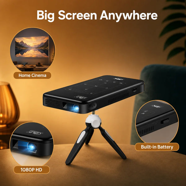 P09II Mini Pocket Projector Travel Portable Android 14 WiFi BT 5.4 Built-in Battery