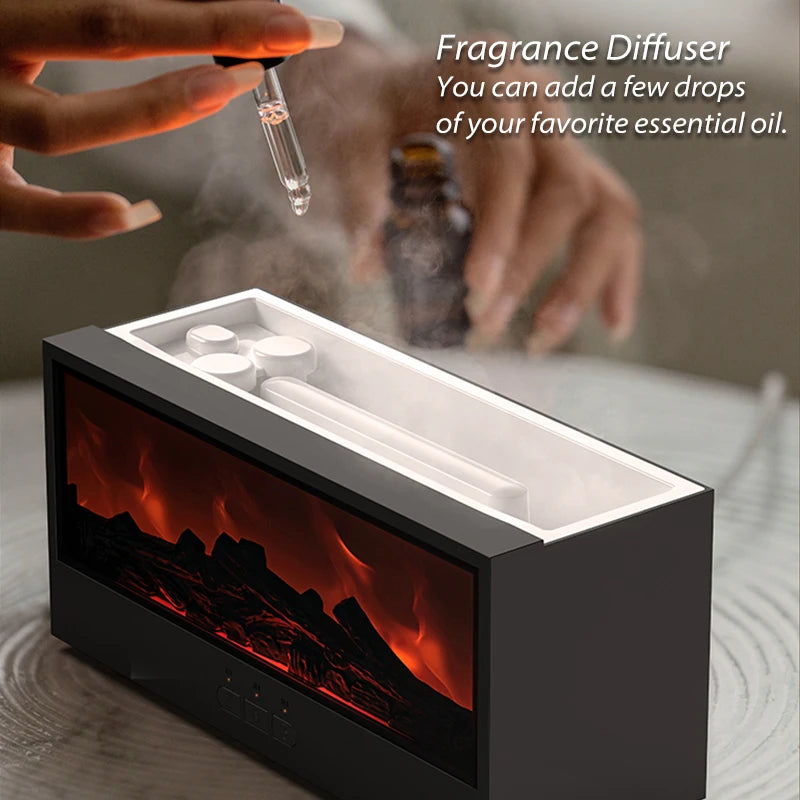 Aroma Essential Oil Fireplace Diffuser Colorful Flame Diffuser Bonfire Fireplace