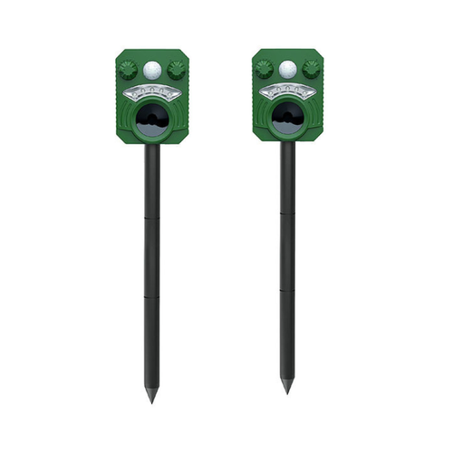 Outdoor Ultrasonic Pest Deterrent with Motion Sensor and Light, Set of 2