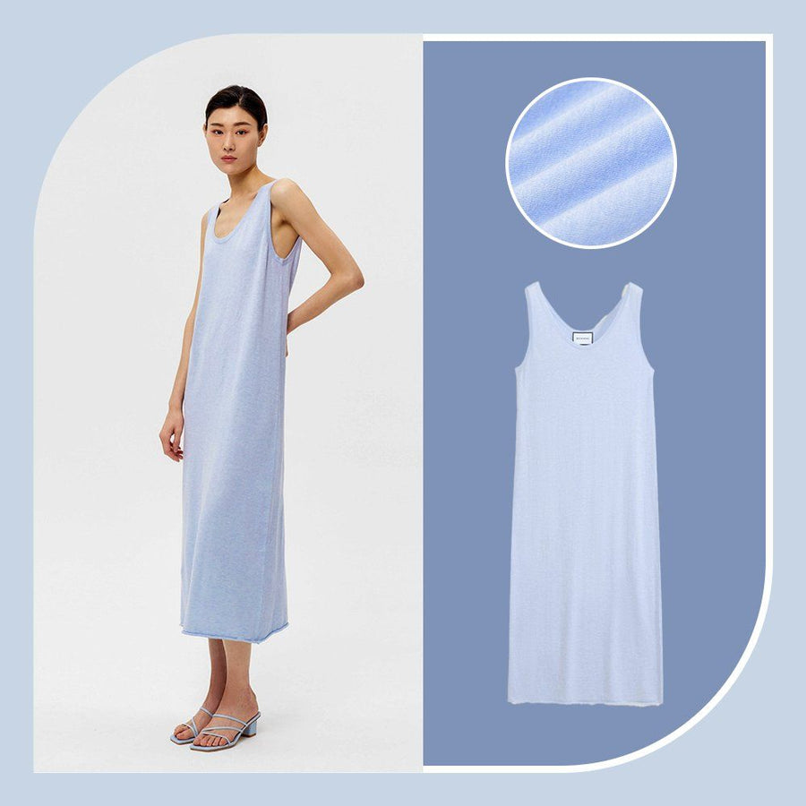Design Plain Summer Sleeveless Maxi Slit Knitted Dress Casual Dresses