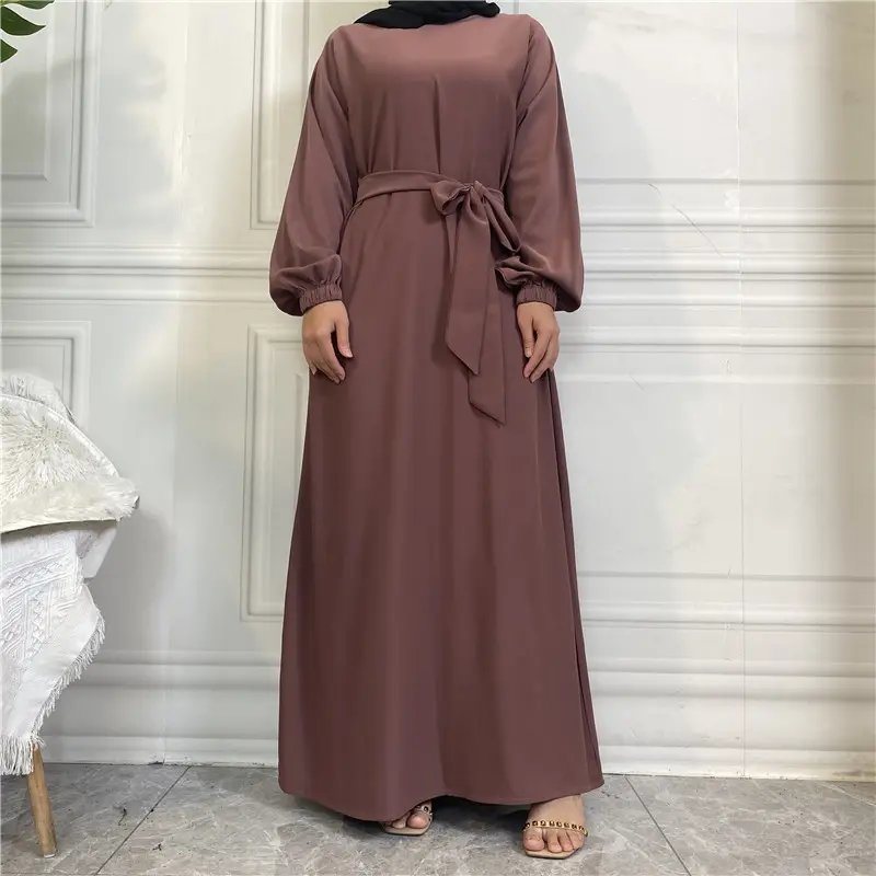 Abaya Muslim Women Modest Slip Dress with Side Pockets