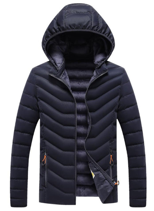 Men's Warm Fleece Lined Body Warmer Detachable Hood Chevron Quilted