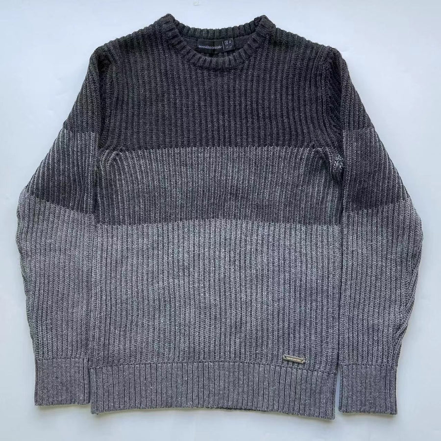 Unisex Sweaters Casual Long Sleeve Color Plain Patchwork Pullover Knit