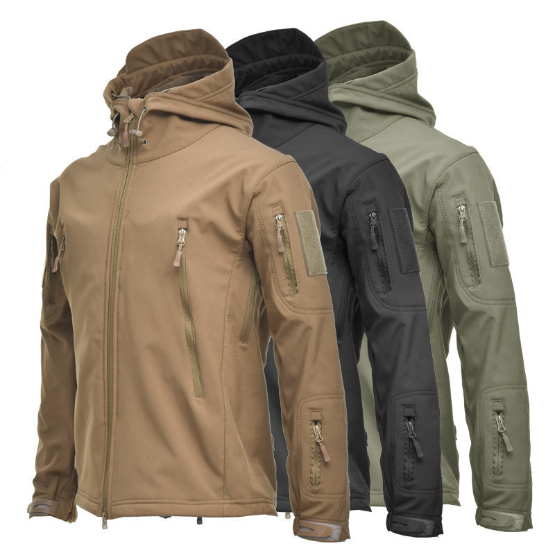 Men Fleece Lined Assault Suit Waterproof Hoodie Winter Softshell Jacket