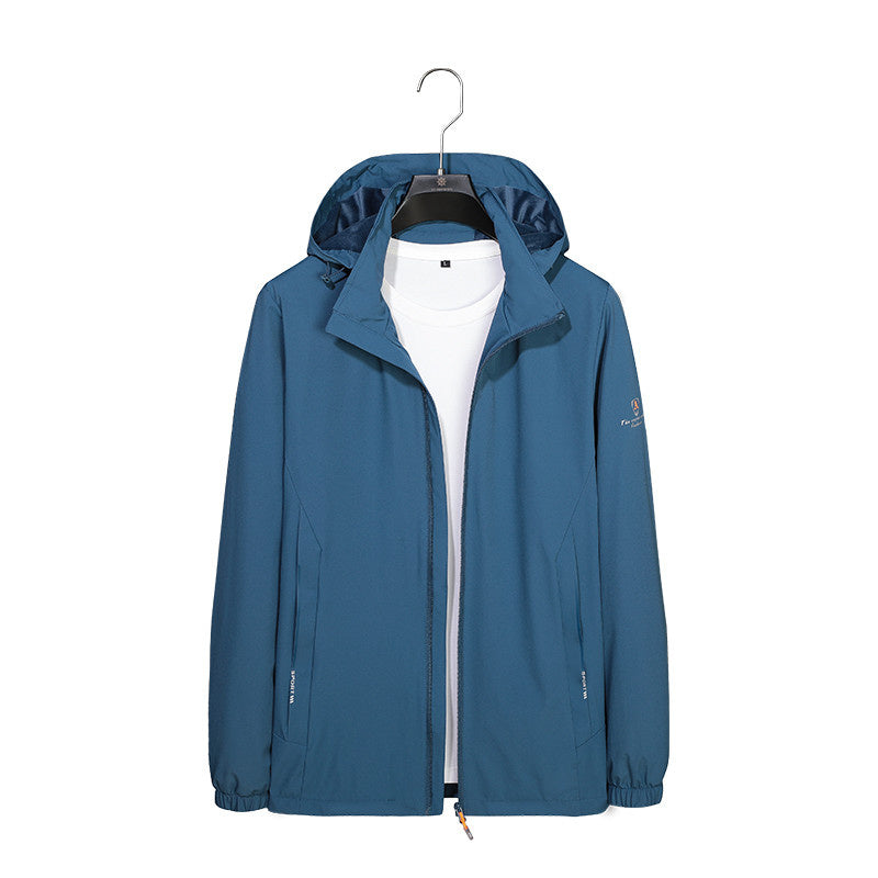 Simple Solid Color Couple Plus Fleece Sports Trench Jacket