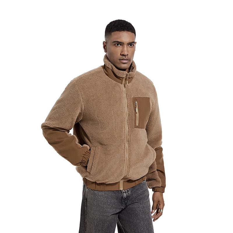 Men's Winter Fleece Lined Stand Collar Jacket