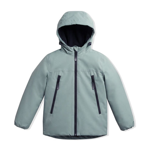 Mint Green Plain Warm Kids Hoodie Outerwear Waterproof Jacket