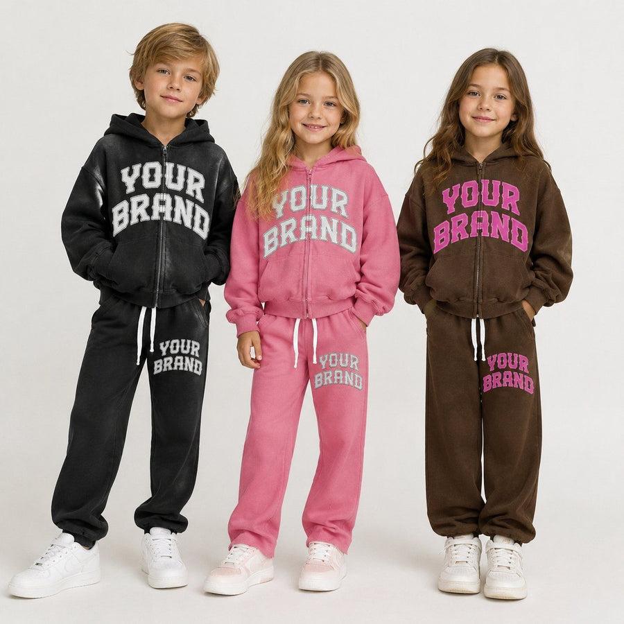 Girls Winter Solid Cotton Tracksuit Jacket and Pants Anti-Pilling