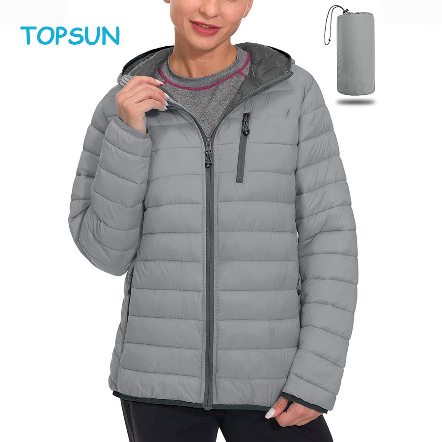 Women's Packable Lightweight Puffer Jacket Hooded Windproof Winter Down