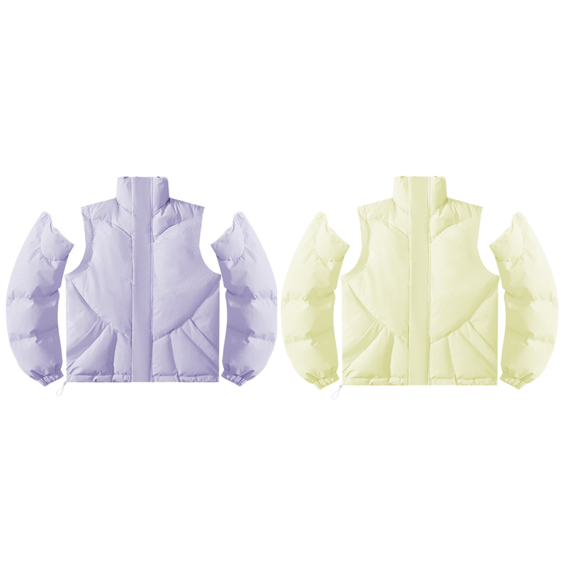 Style Winter Stand Collar Detachable Men Puffer Nylon Cotton Padded