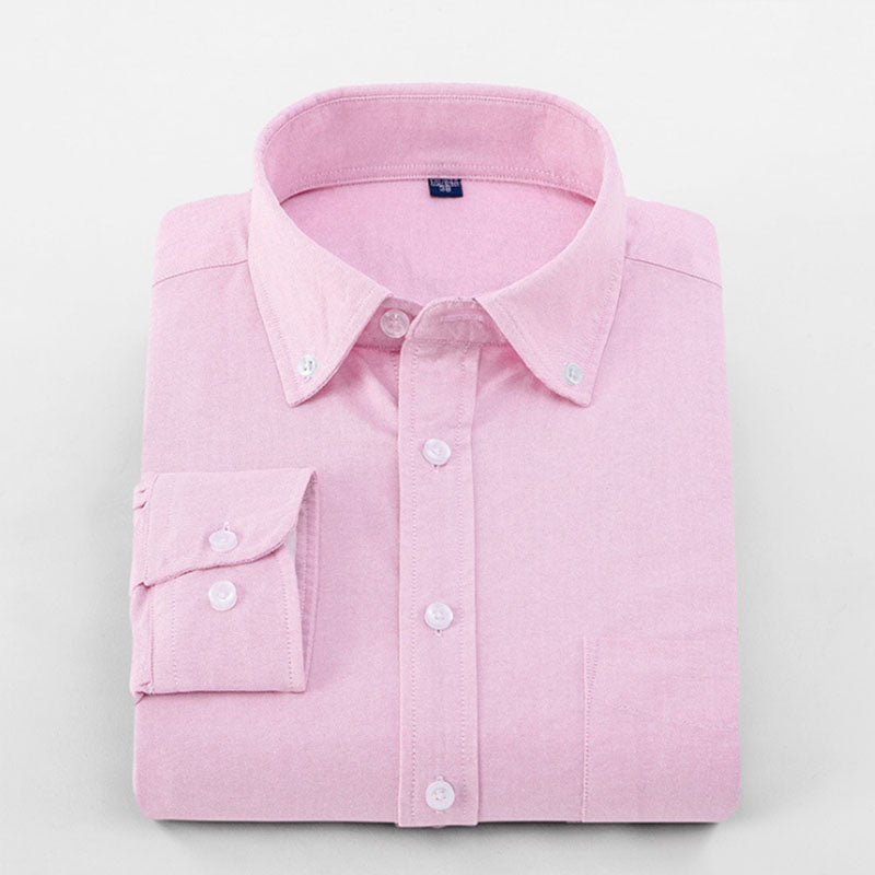 Formal Oxford Shirt Men's Long Sleeve Casual Style Solid
