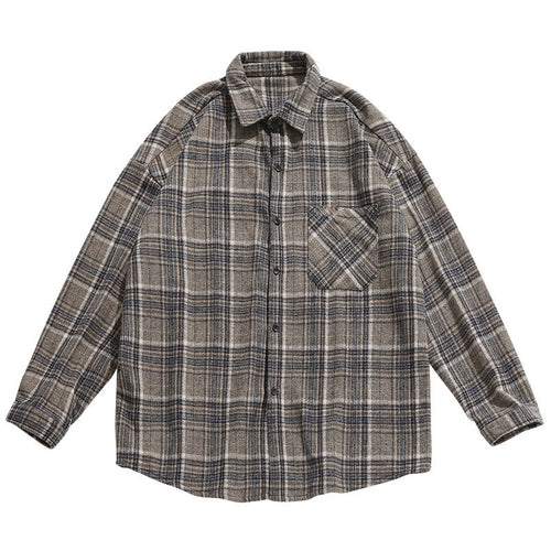 Men's Long Sleeve Flannel Casual Plaid Shirt Checkered